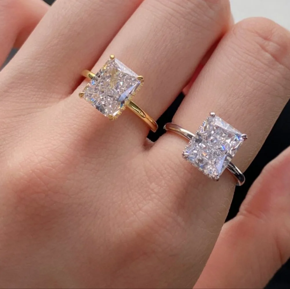 Sterling silver crushed ice cut diamond ring - Picture 2 of 7